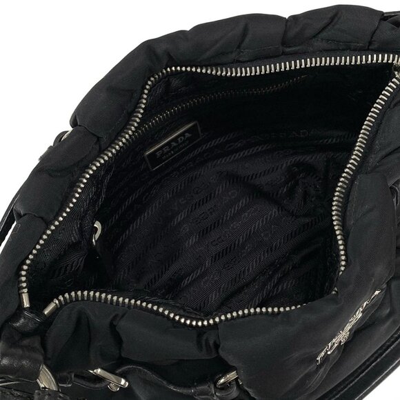 Auth PRADA - BR3815 Black Nylon Leather Shoulder Bag - Picture 6 of 16